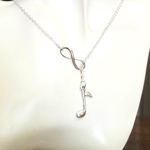 Silver Lariat Necklace Infinity Eighth Note Y Necklace Steve Perry Journey Fan